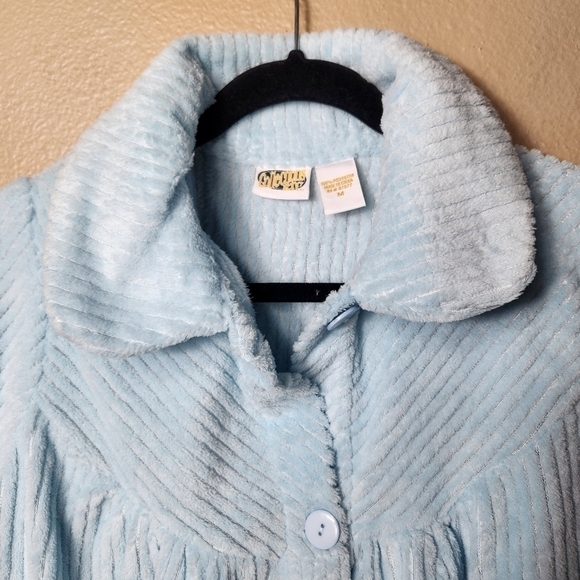 Collections Etc VTG Baby Blue Fuzzy 3/4 Sleeve Peter Pan Jacket w/Pockets-Size M - Picture 2 of 5